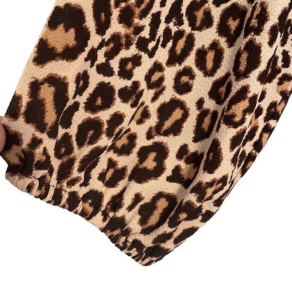 Pink Republic tan cheetah print long sleeve knot detail blouse L - Picture 5 of 9